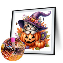 Load image into Gallery viewer, Halloween Pumpkin Kitten 30*30CM Full Round Drill Diamond Painting Drill Diamond Painting
