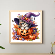 Load image into Gallery viewer, Halloween Pumpkin Kitten 30*30CM Full Round Drill Diamond Painting Drill Diamond Painting
