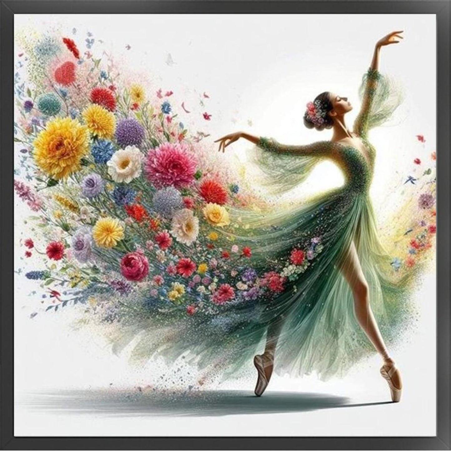 Girl With Floral Skirt - Full 11CT Stamped Cross Stitch 40x40CM - Yishu