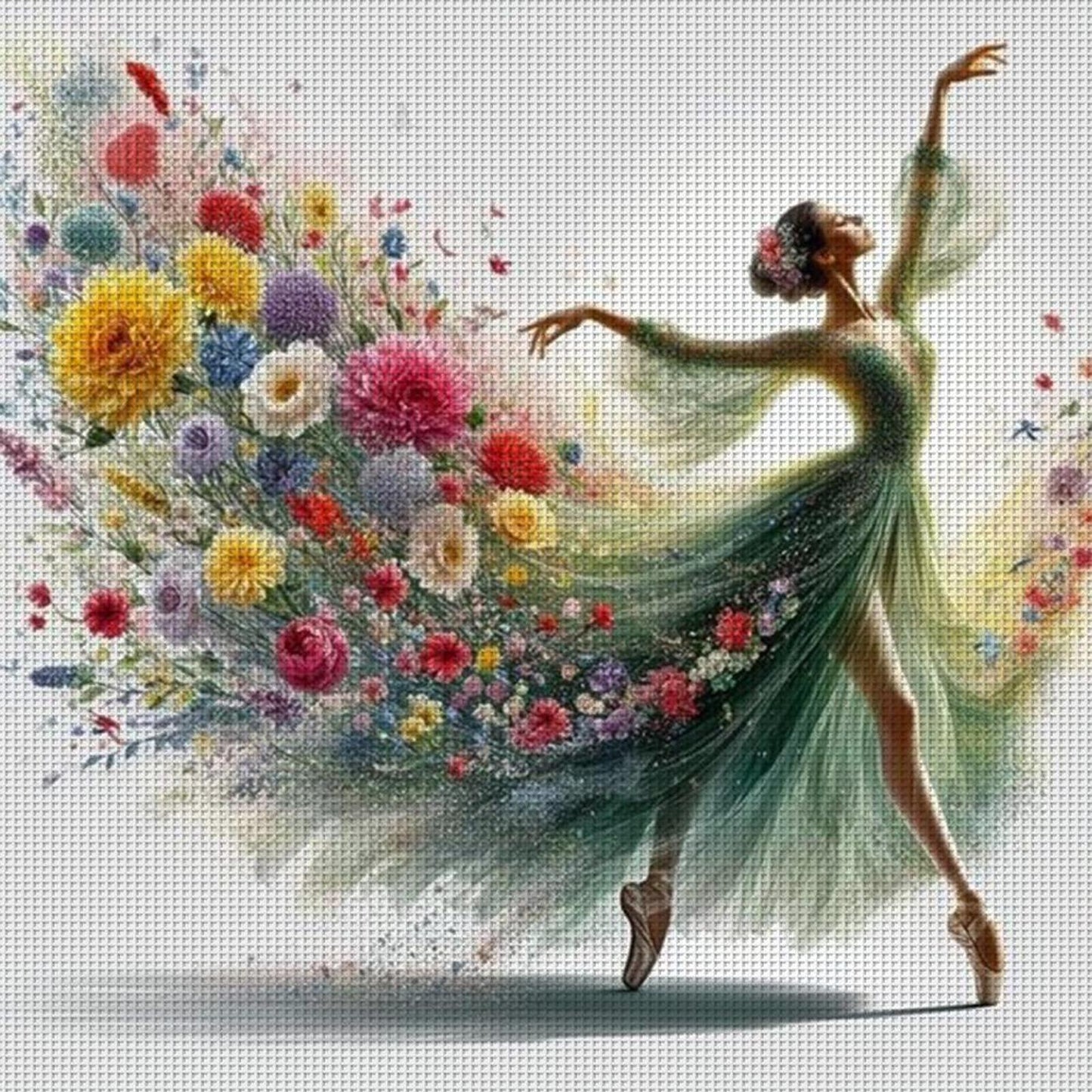 Girl With Floral Skirt - Full 11CT Stamped Cross Stitch 40x40CM - Yishu