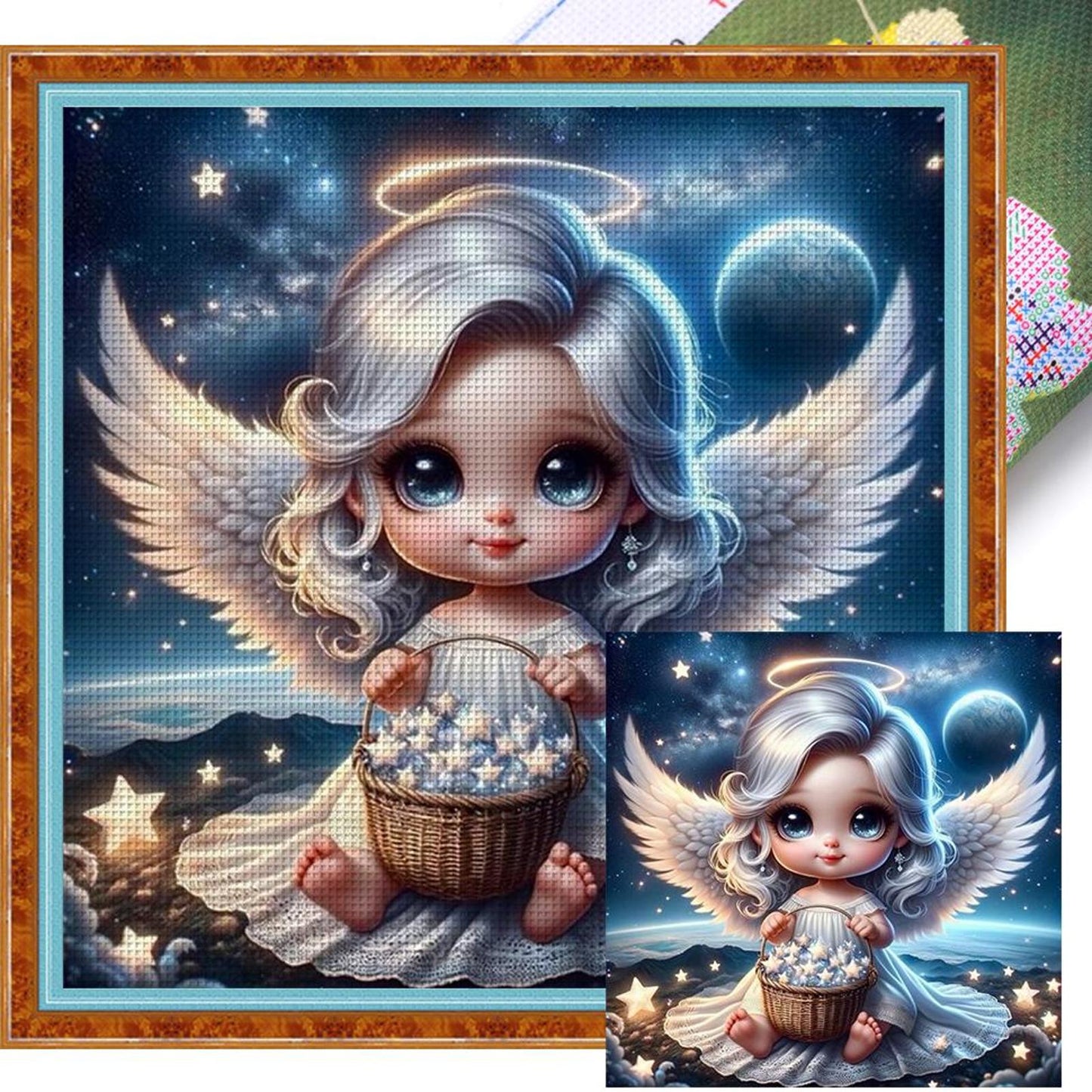 Angel Girl - Full 11CT Stamped Cross Stitch 45x45CM - Yishu