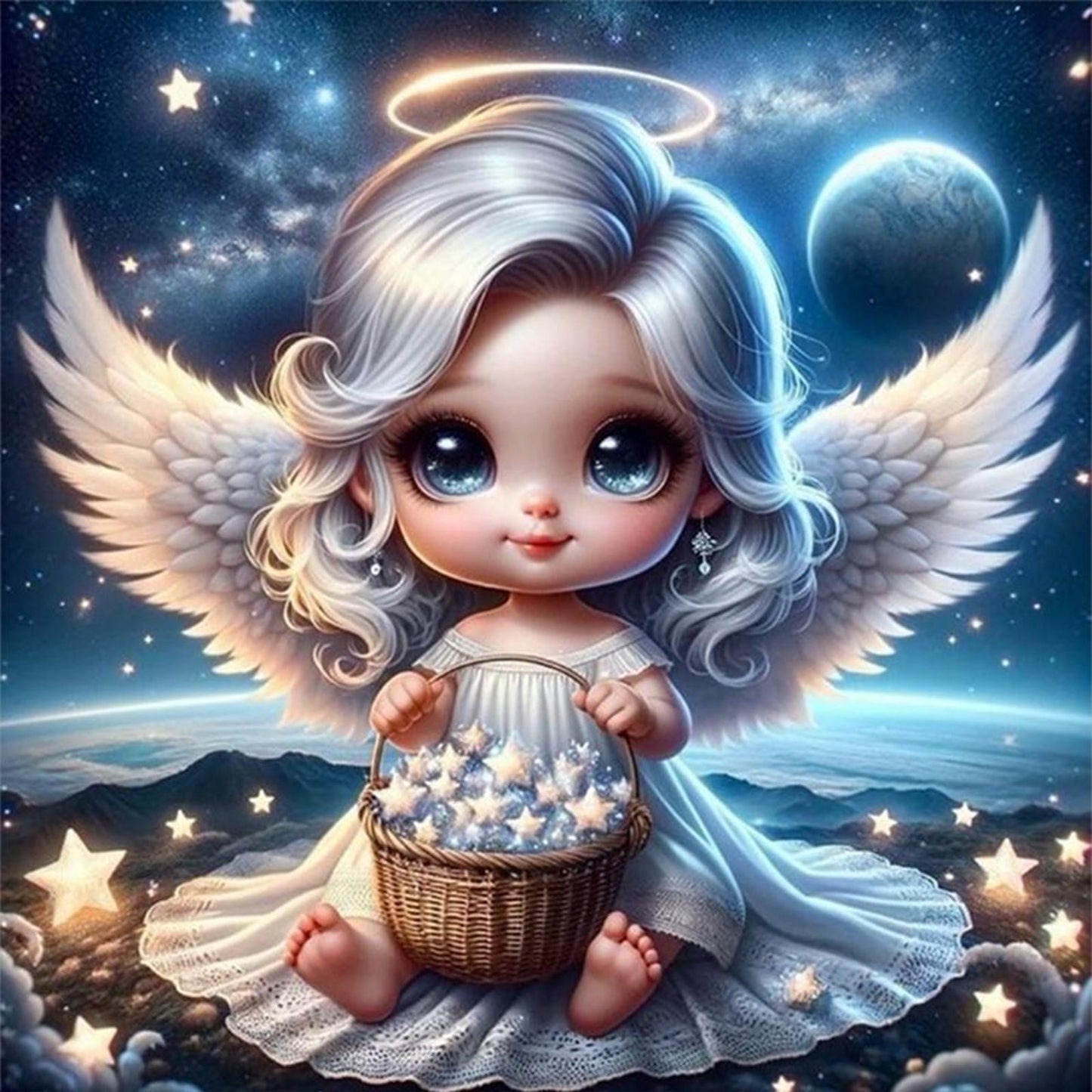 Angel Girl - Full 11CT Stamped Cross Stitch 45x45CM - Yishu