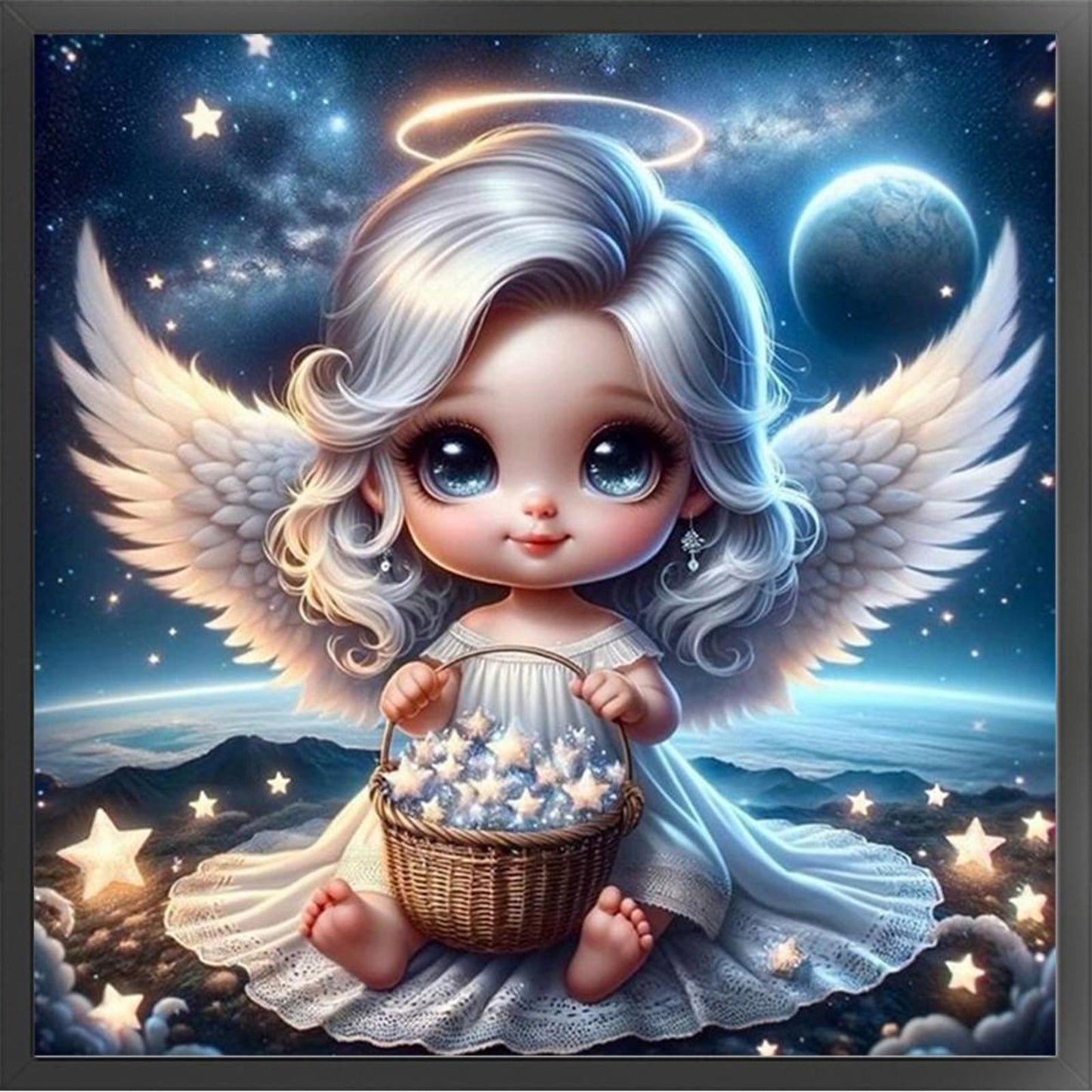 Angel Girl - Full 11CT Stamped Cross Stitch 45x45CM - Yishu