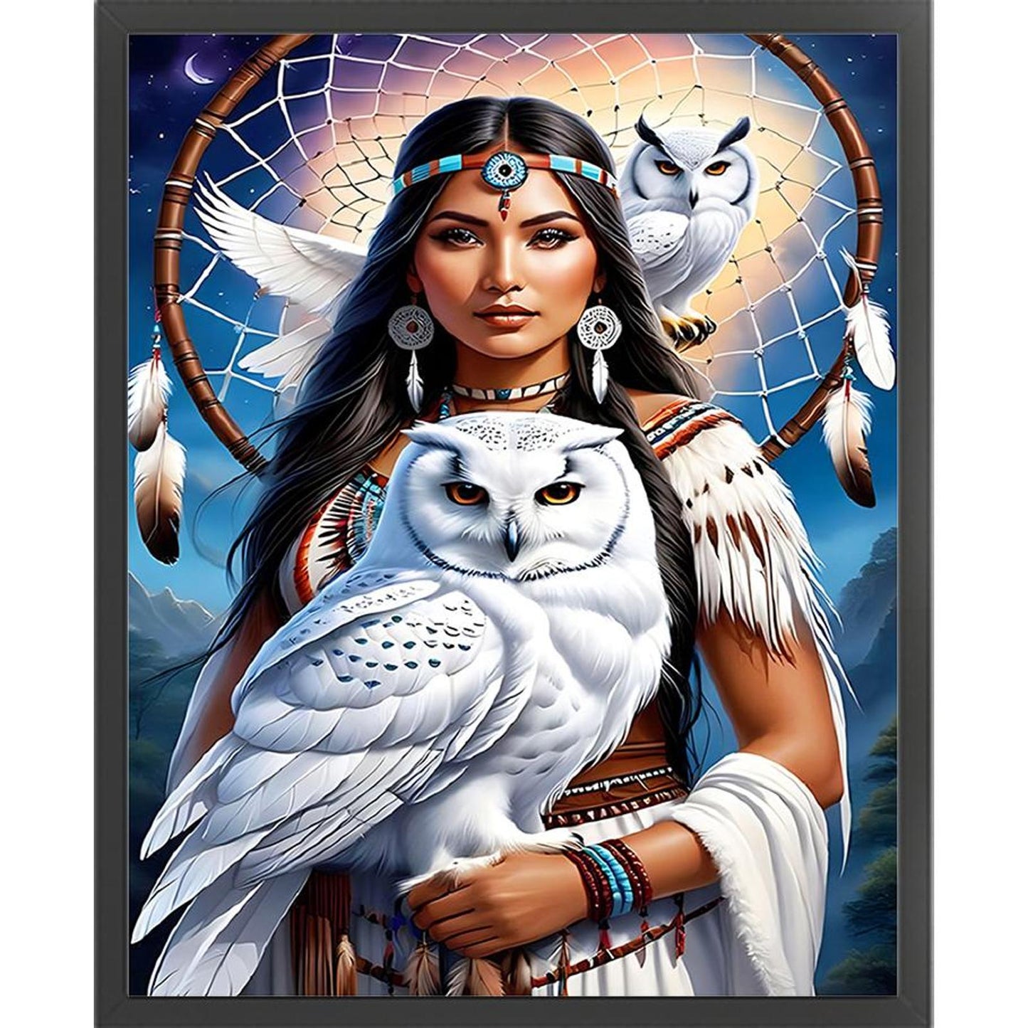 Woman And Owl - Full 11CT Counted Cross Stitch 40x50CM - Huacan