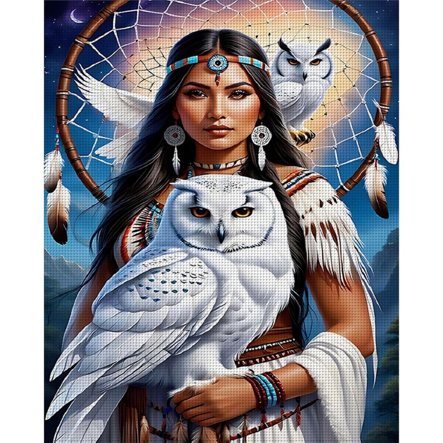 Woman And Owl - Full 11CT Counted Cross Stitch 40x50CM - Huacan