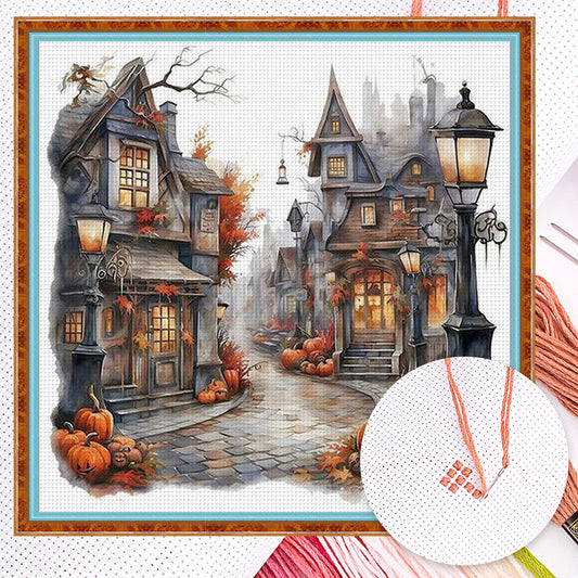 Autumn Pumpkin Cabin - Full 11CT Counted Cross Stitch 40x40CM - Yishu