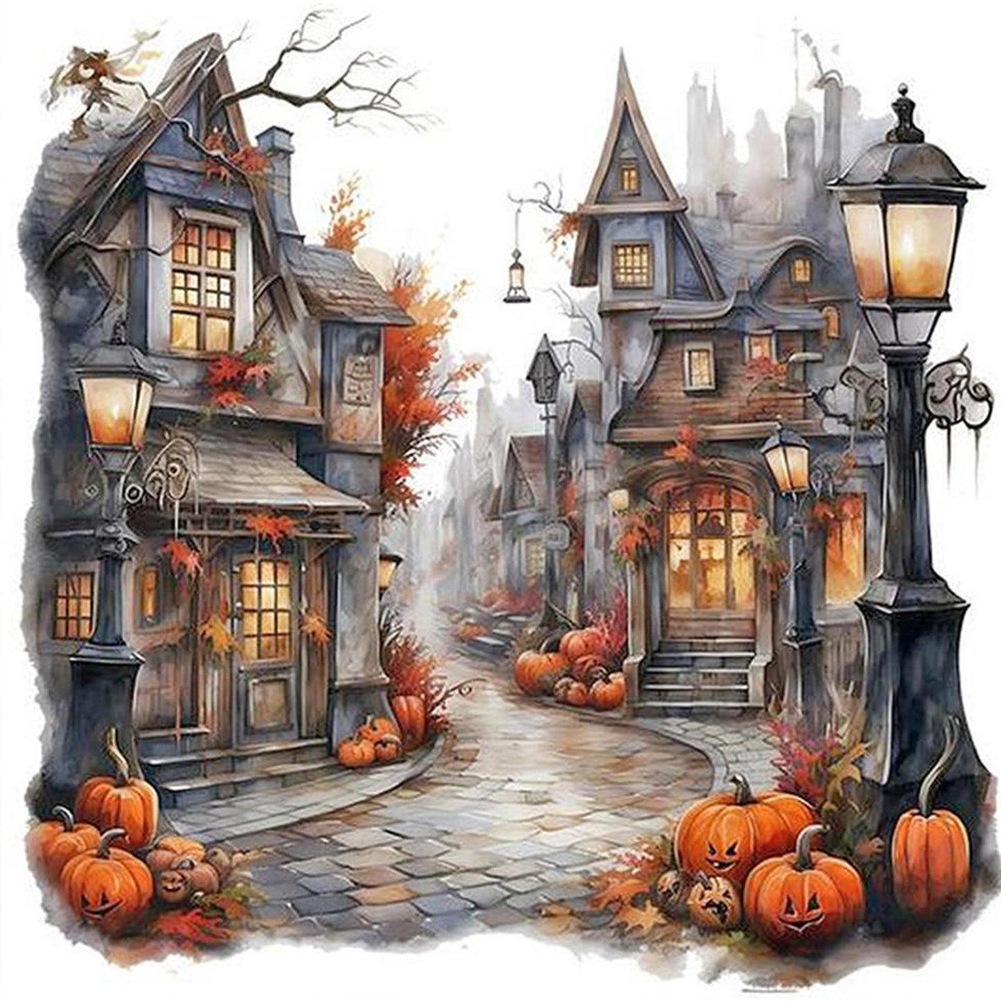 Autumn Pumpkin Cabin - Full 11CT Counted Cross Stitch 40x40CM - Yishu