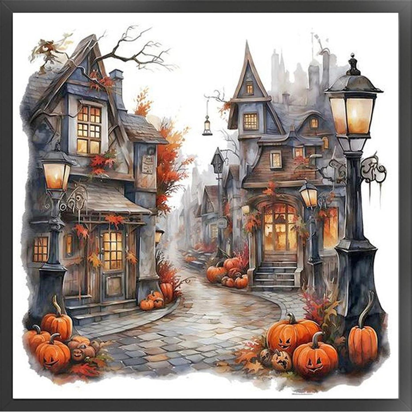 Autumn Pumpkin Cabin - Full 11CT Counted Cross Stitch 40x40CM - Yishu