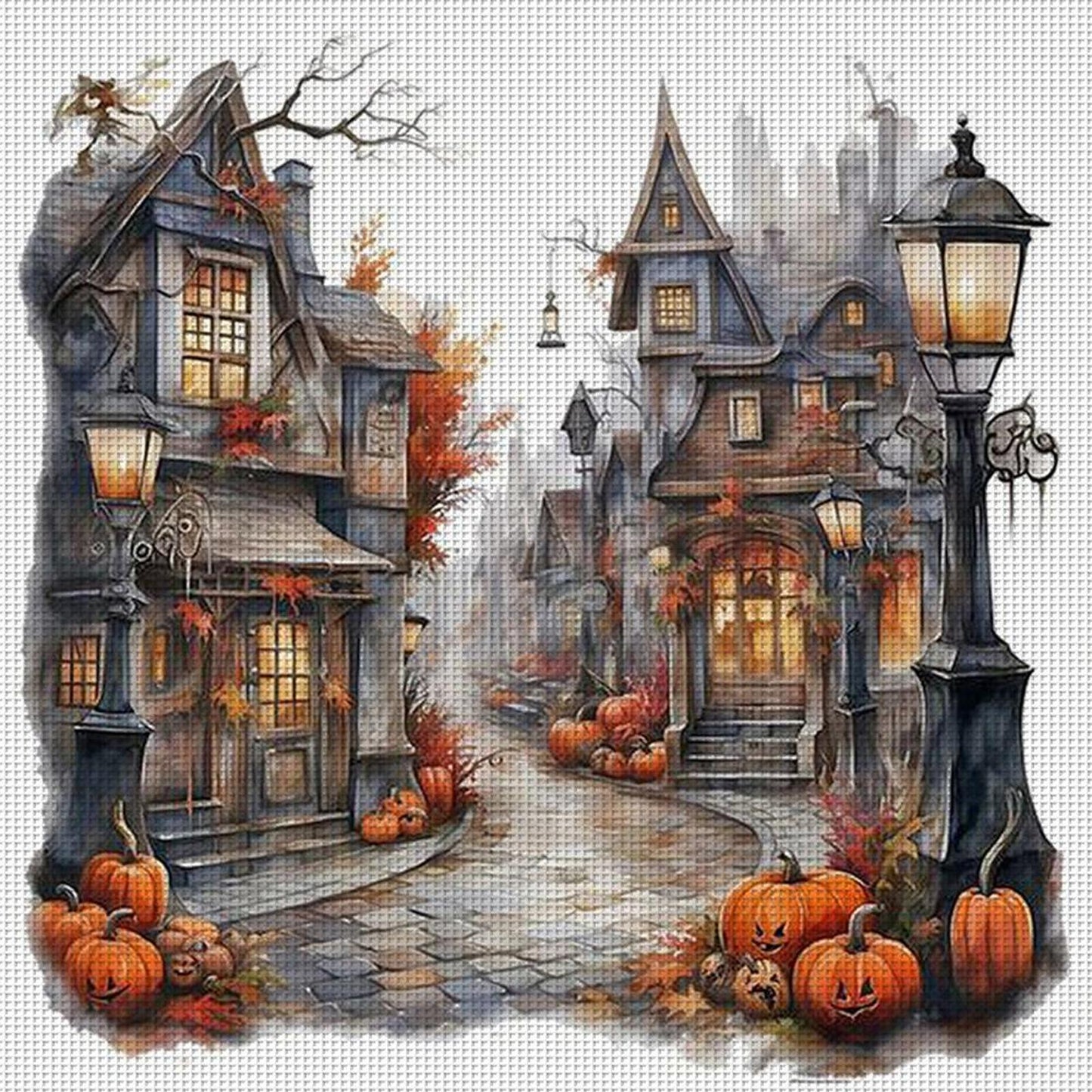 Autumn Pumpkin Cabin - Full 11CT Counted Cross Stitch 40x40CM - Yishu