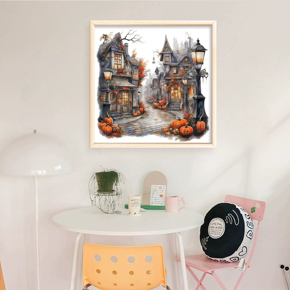 Autumn Pumpkin Cabin - Full 11CT Counted Cross Stitch 40x40CM - Yishu