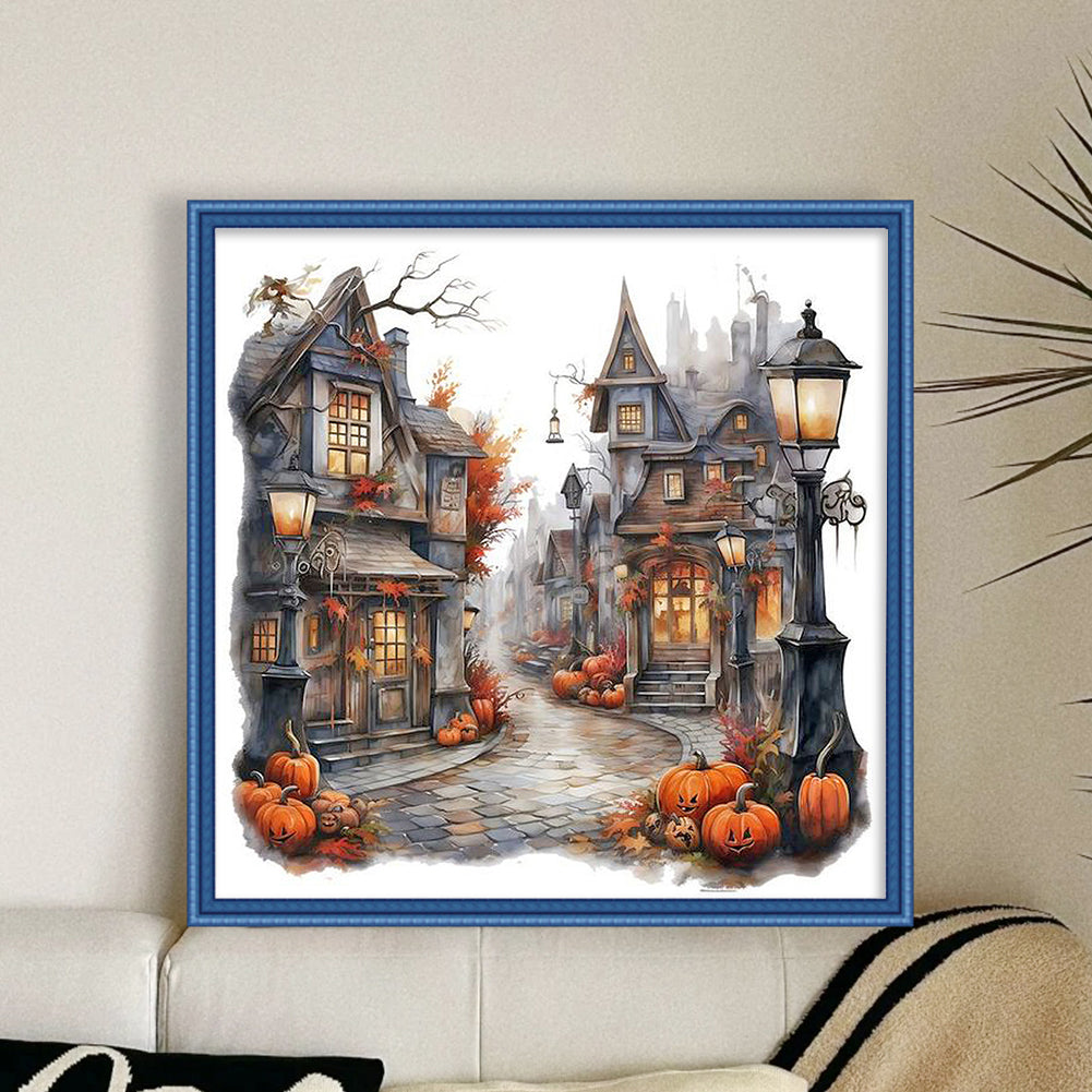 Autumn Pumpkin Cabin - Full 11CT Counted Cross Stitch 40x40CM - Yishu