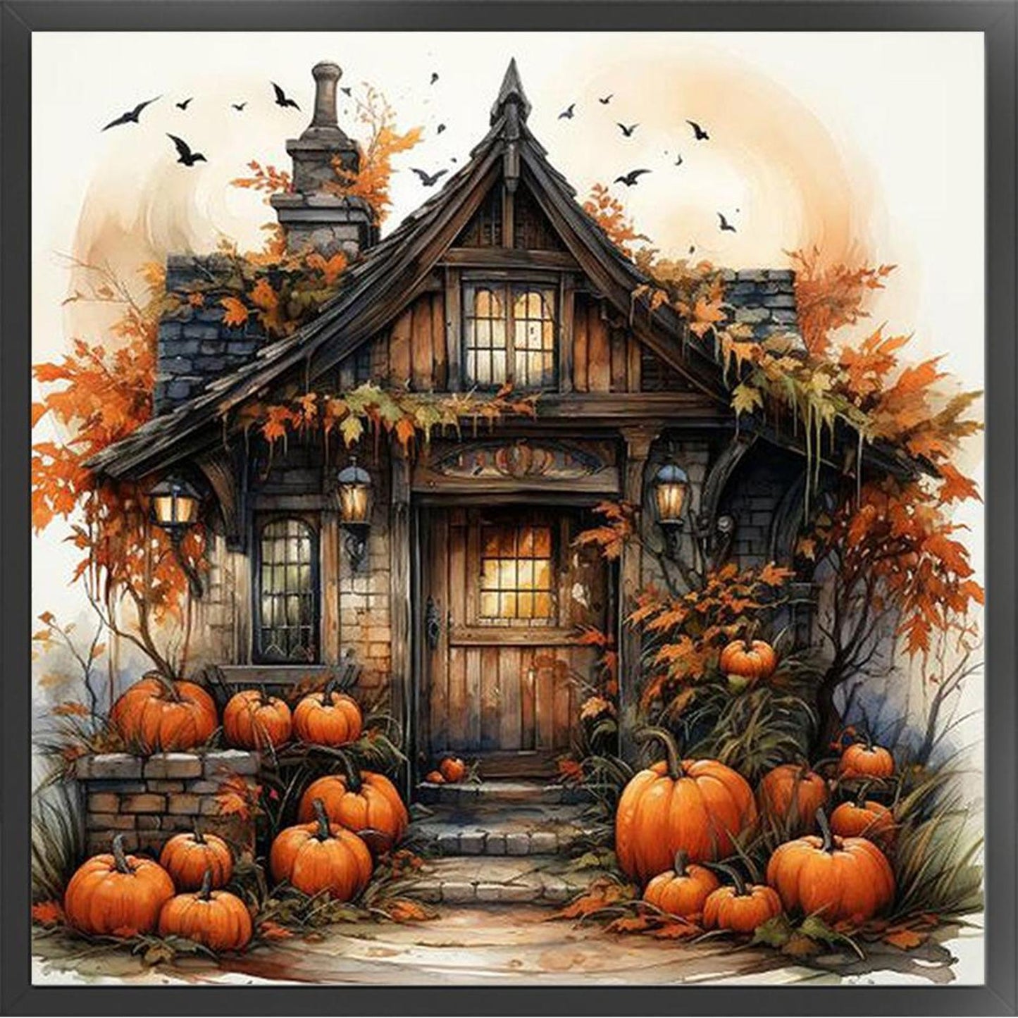 Autumn Pumpkin Cabin - Full 11CT Counted Cross Stitch 40x40CM - Yishu