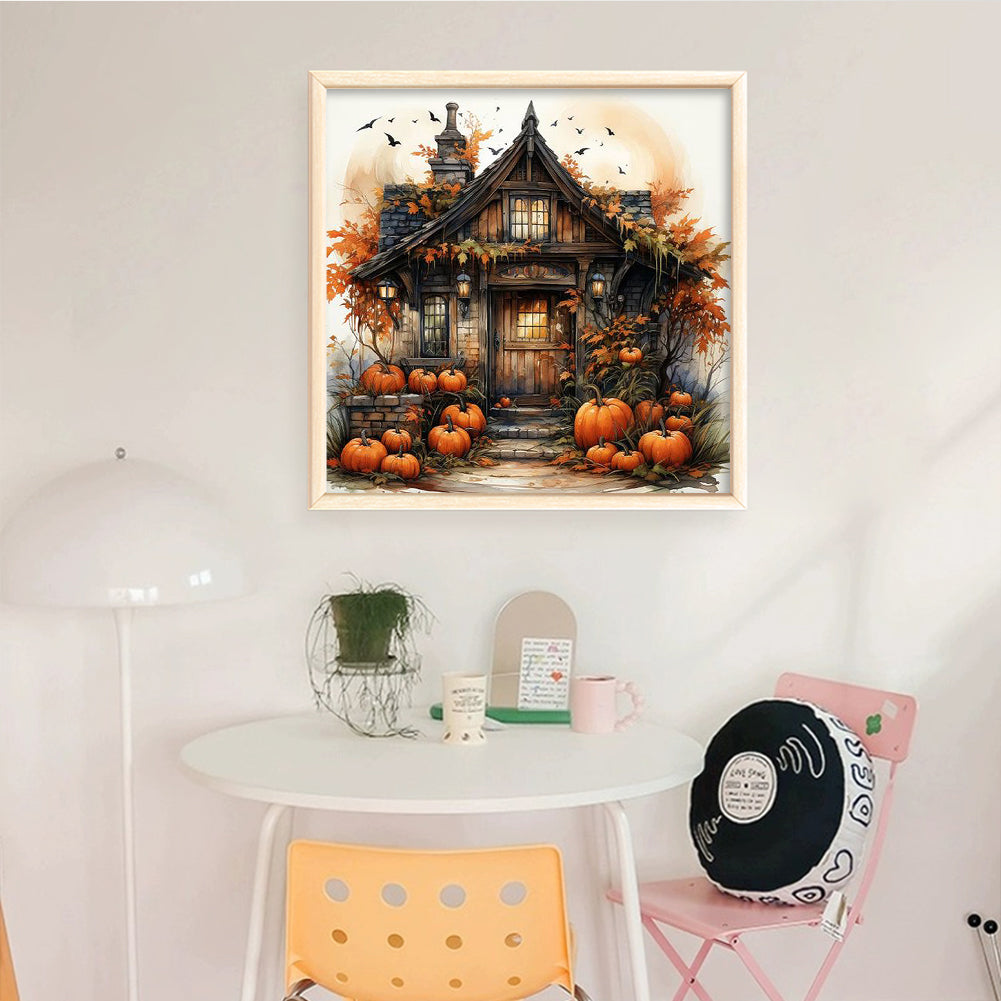 Autumn Pumpkin Cabin - Full 11CT Counted Cross Stitch 40x40CM - Yishu