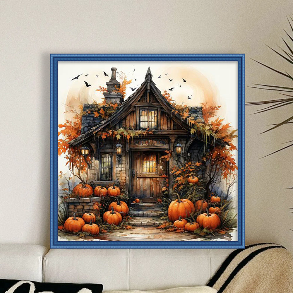 Autumn Pumpkin Cabin - Full 11CT Counted Cross Stitch 40x40CM - Yishu