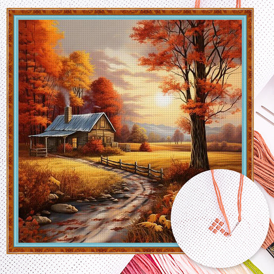 Autumn Cabin - Full 11CT Counted Cross Stitch 50x50CM - Yishu