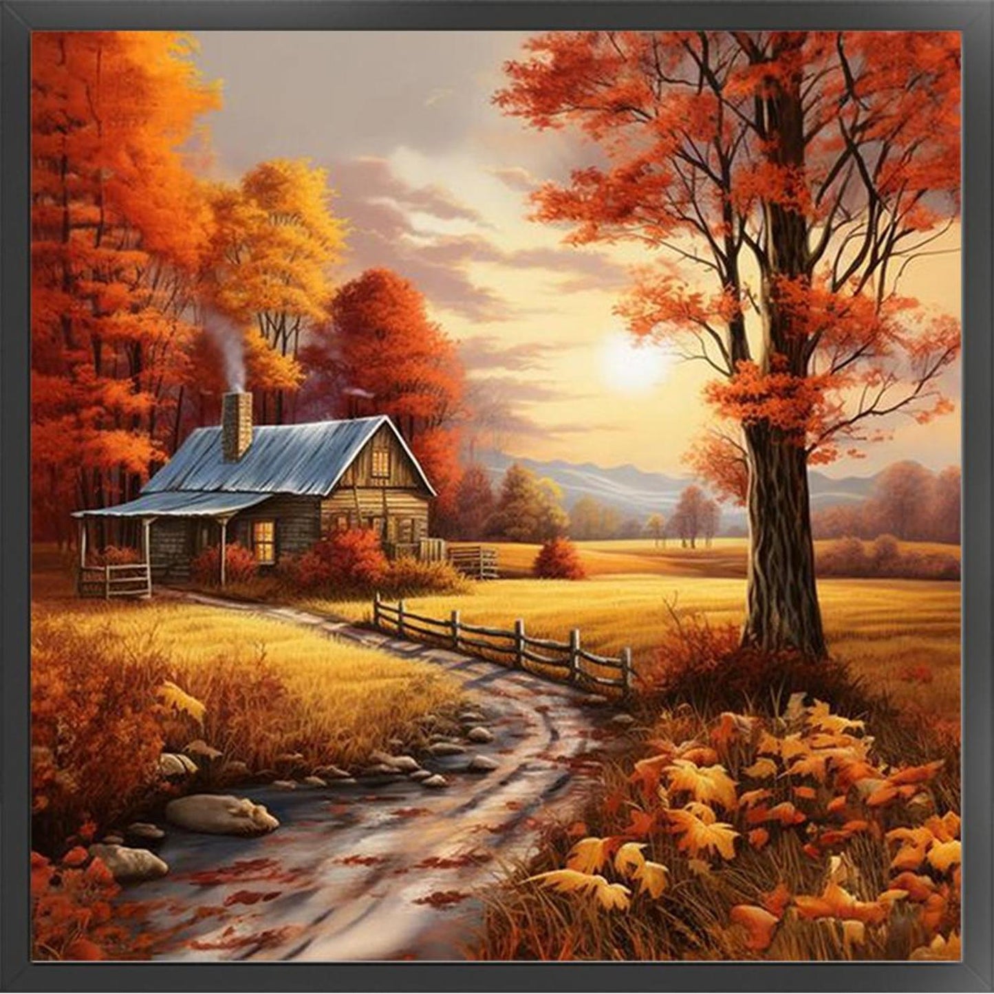 Autumn Cabin - Full 11CT Counted Cross Stitch 50x50CM - Yishu