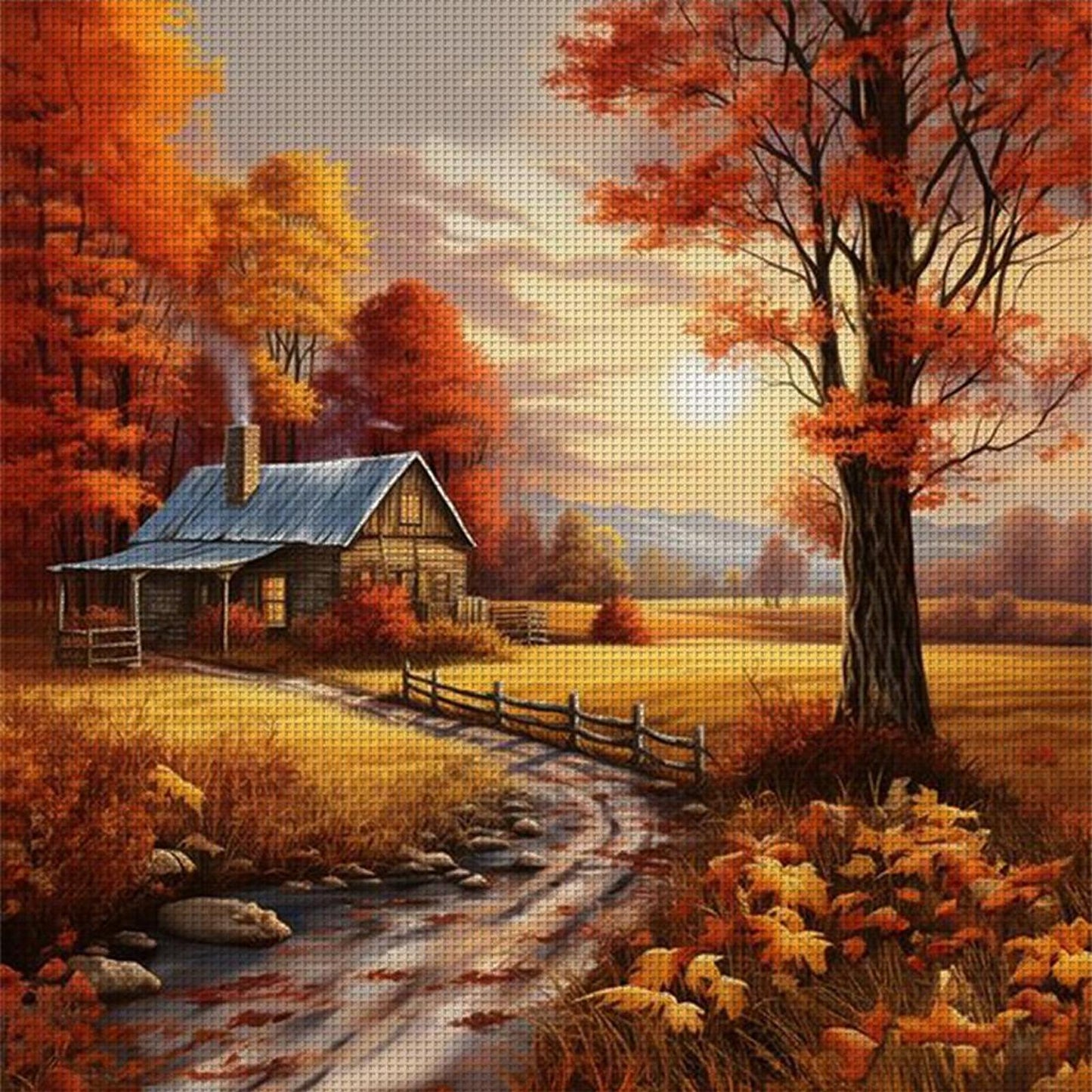 Autumn Cabin - Full 11CT Counted Cross Stitch 50x50CM - Yishu