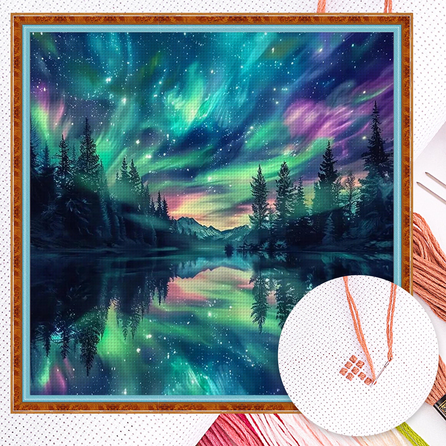 Aurora Scenery - Full 11CT Counted Cross Stitch 50x50CM - Yishu
