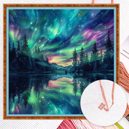 Aurora Scenery - Full 11CT Counted Cross Stitch 50x50CM - Yishu