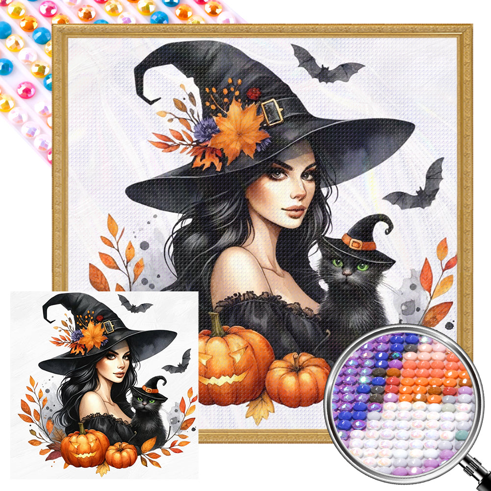 Halloween Witch 40*40CM Full Round Drill Diamond Painting Drill Diamond Painting