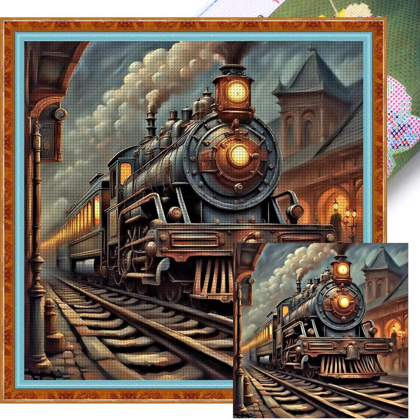 Train - Full 11CT Stamped Cross Stitch 50x50CM - Yishu