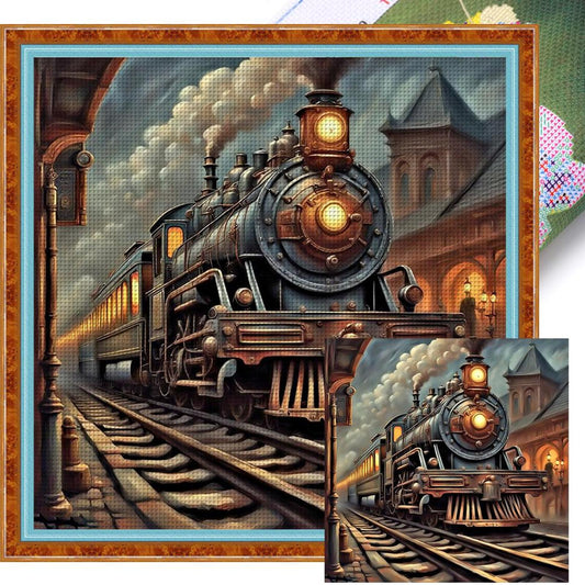 Train - Full 11CT Stamped Cross Stitch 50x50CM - Yishu