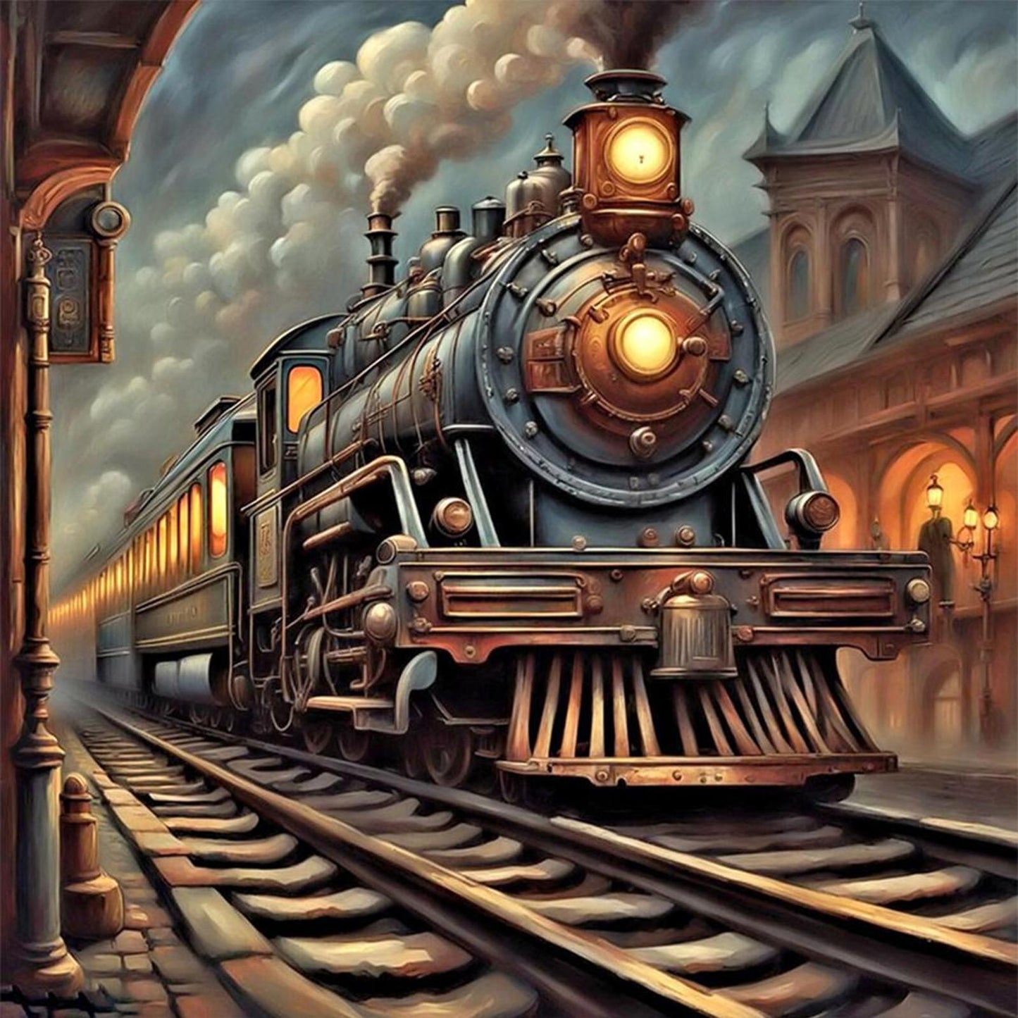Train - Full 11CT Stamped Cross Stitch 50x50CM - Yishu