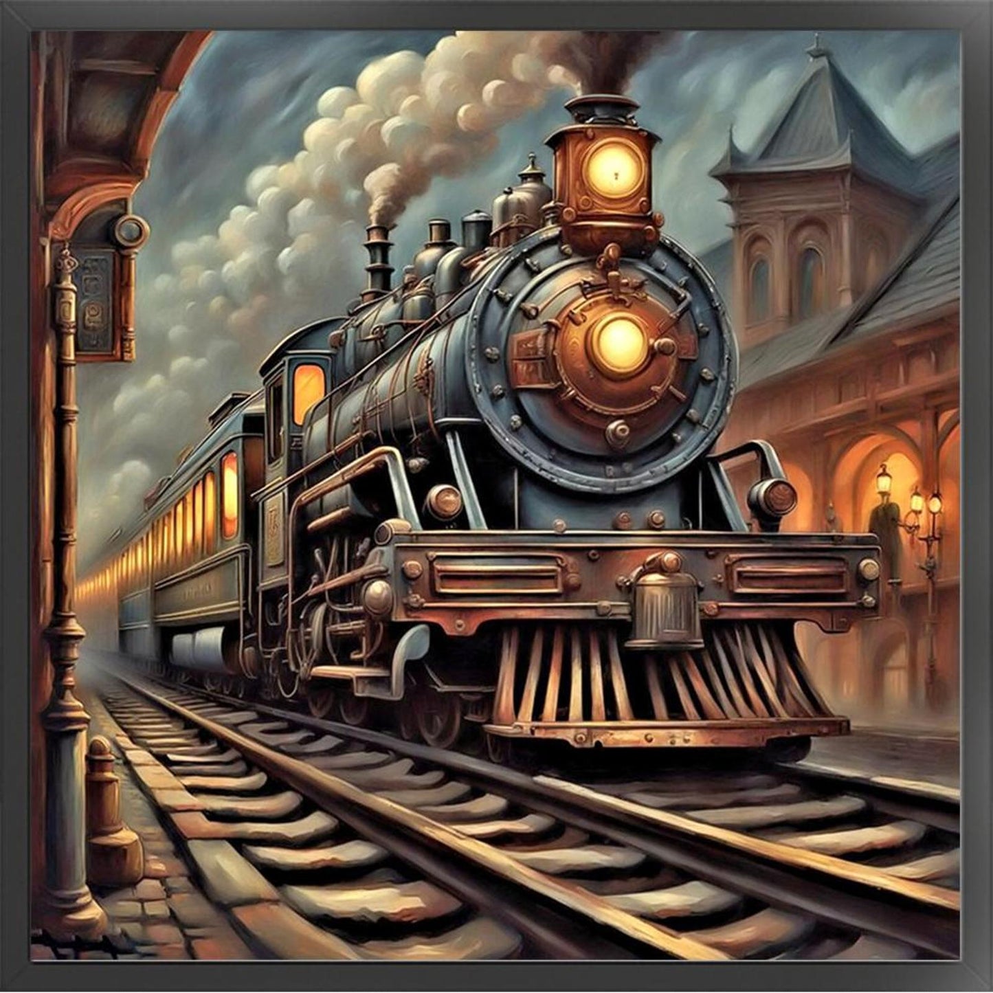 Train - Full 11CT Stamped Cross Stitch 50x50CM - Yishu