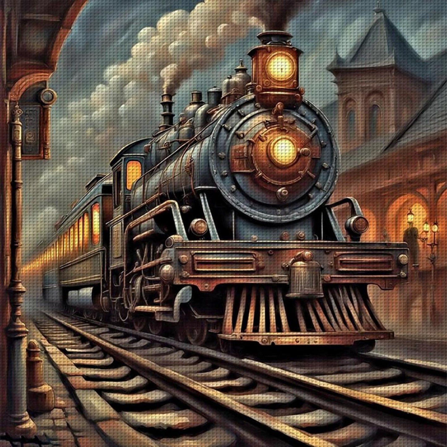 Train - Full 11CT Stamped Cross Stitch 50x50CM - Yishu