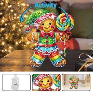 Acrylic Shaking Head Gingerbread Man Diamond Painting Desktop Ornaments for Home