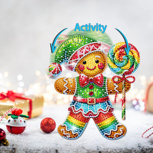 Acrylic Shaking Head Gingerbread Man Diamond Painting Desktop Ornaments for Home