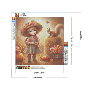 Autumn Girl 40*40CM Full Round Drill Diamond Painting Drill Diamond Painting