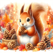 Load image into Gallery viewer, Autumn Squirrel 40*40CM Full Round Drill Diamond Painting Drill Diamond Painting
