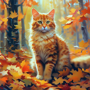 Autumn Cat 40*40CM Full Round Drill Diamond Painting Drill Diamond Painting