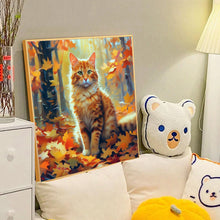 Load image into Gallery viewer, Autumn Cat 40*40CM Full Round Drill Diamond Painting Drill Diamond Painting
