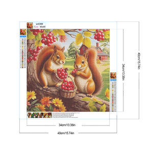 Squirrel Eating Berries In Autumn 40*40CM Full Round Drill Diamond Painting Drill Diamond Painting