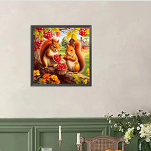 Load image into Gallery viewer, Squirrel Eating Berries In Autumn 40*40CM Full Round Drill Diamond Painting Drill Diamond Painting
