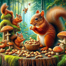 Load image into Gallery viewer, Squirrels Eating Peanuts In Autumn 40*40CM Full Round Drill Diamond Painting Drill Diamond Painting
