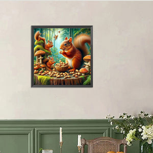 Squirrels Eating Peanuts In Autumn 40*40CM Full Round Drill Diamond Painting Drill Diamond Painting