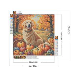 Autumn Dogs 40*40CM Full Round Drill Diamond Painting Drill Diamond Painting