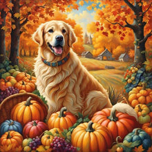 Load image into Gallery viewer, Autumn Dogs 40*40CM Full Round Drill Diamond Painting Drill Diamond Painting
