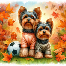 Load image into Gallery viewer, Yorkshire Terrier Dog In Autumn 40*40CM Full Round Drill Diamond Painting Drill Diamond Painting
