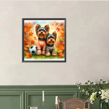 Load image into Gallery viewer, Yorkshire Terrier Dog In Autumn 40*40CM Full Round Drill Diamond Painting Drill Diamond Painting
