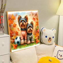 Load image into Gallery viewer, Yorkshire Terrier Dog In Autumn 40*40CM Full Round Drill Diamond Painting Drill Diamond Painting
