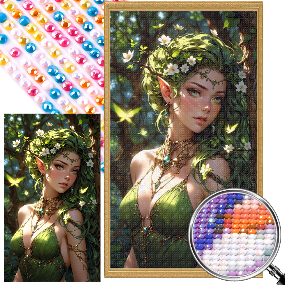 Green Elf Girl 40*70CM Full AB Round Drill Diamond Painting Drill Diamond Painting