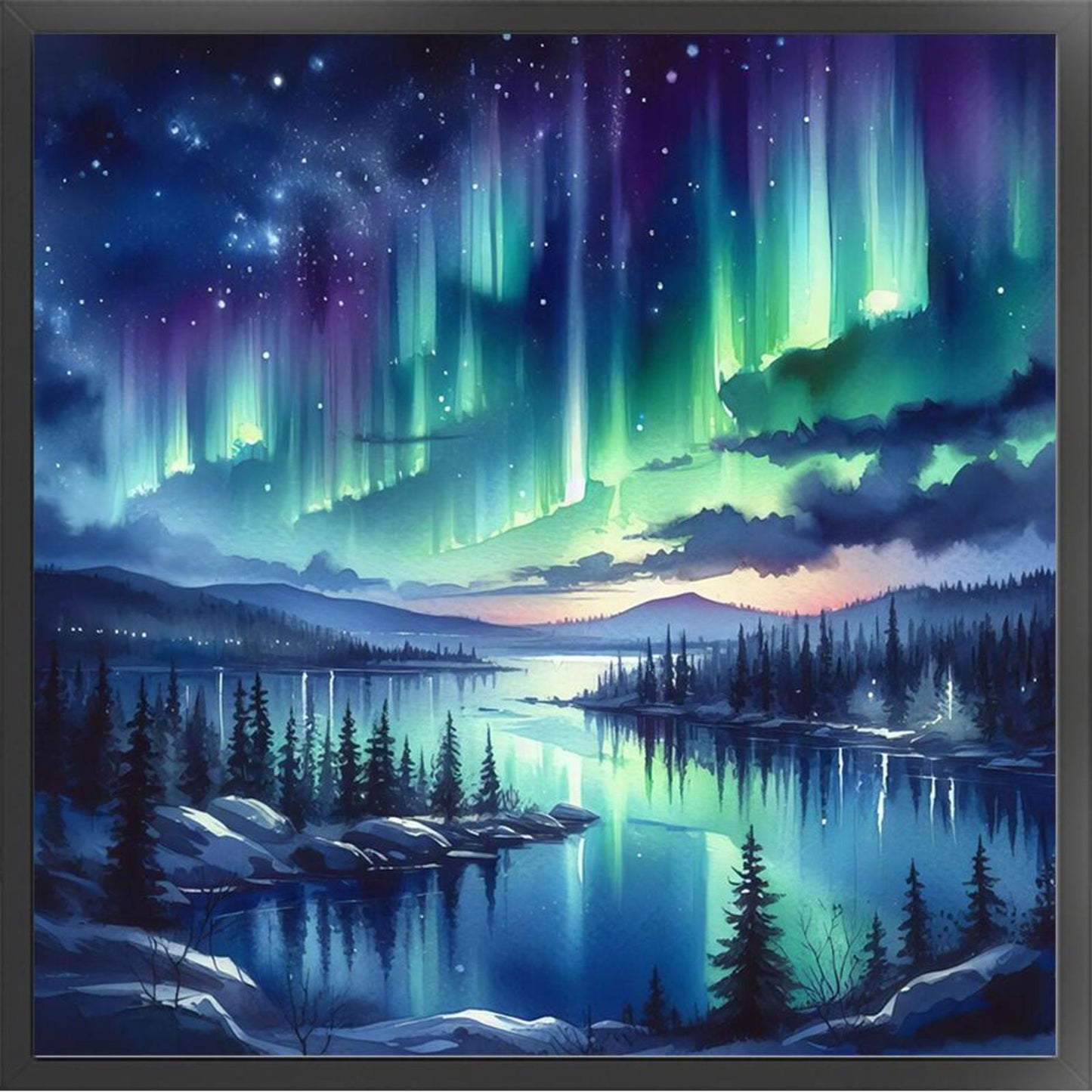 Aurora Scenery - Full 11CT Stamped Cross Stitch 50x50CM - Yishu