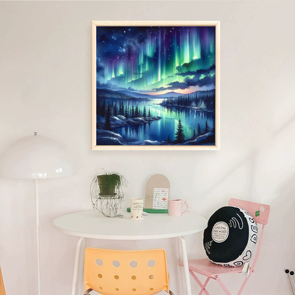 Aurora Scenery - Full 11CT Stamped Cross Stitch 50x50CM - Yishu