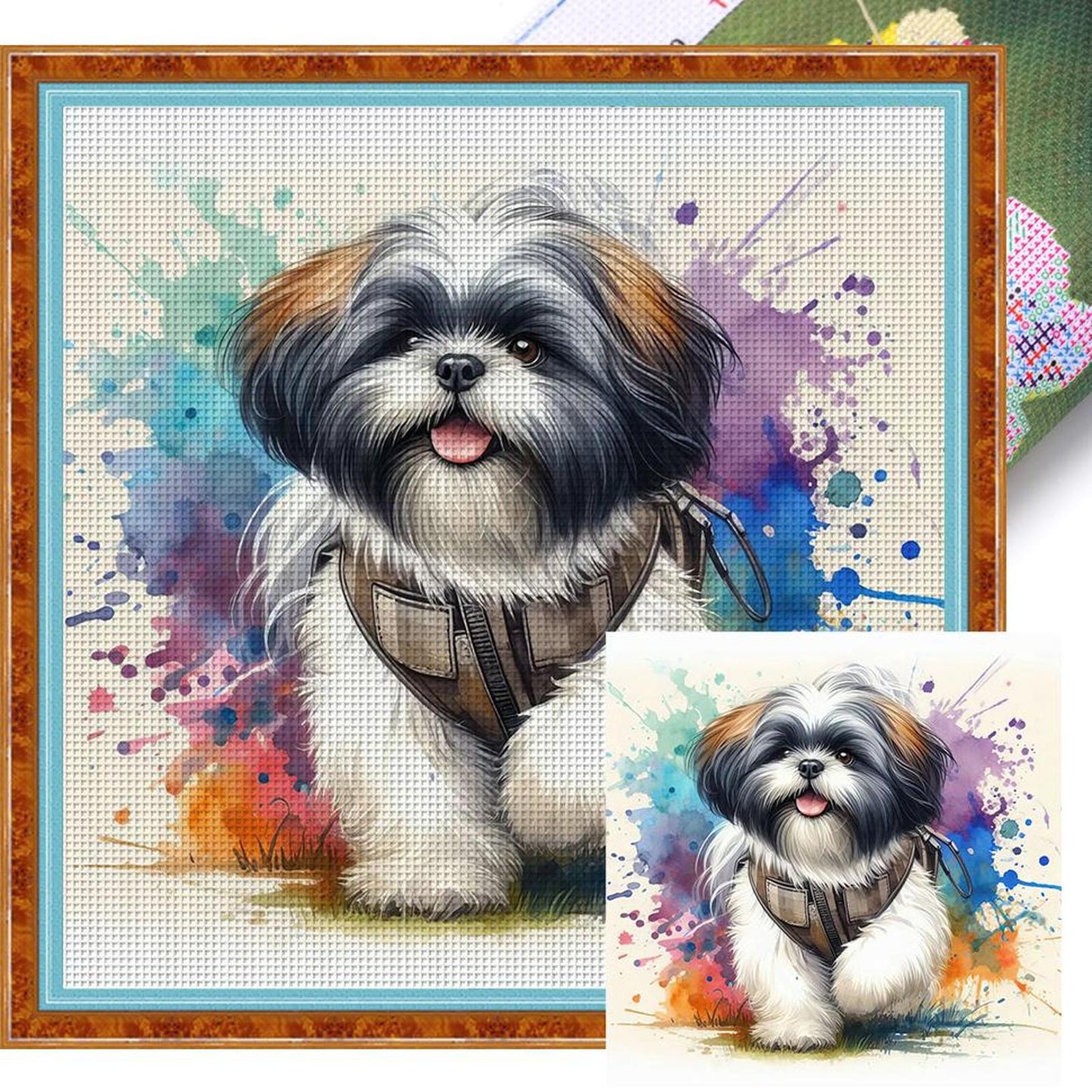 Running Dog - Full 11CT Stamped Cross Stitch 40x40CM - Yishu