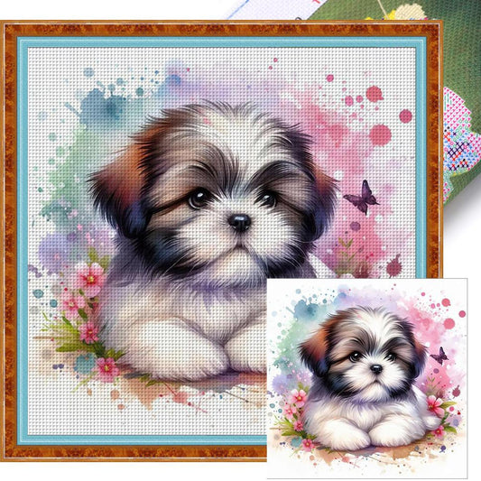 Cute Dog - Full 11CT Stamped Cross Stitch 40x40CM - Yishu