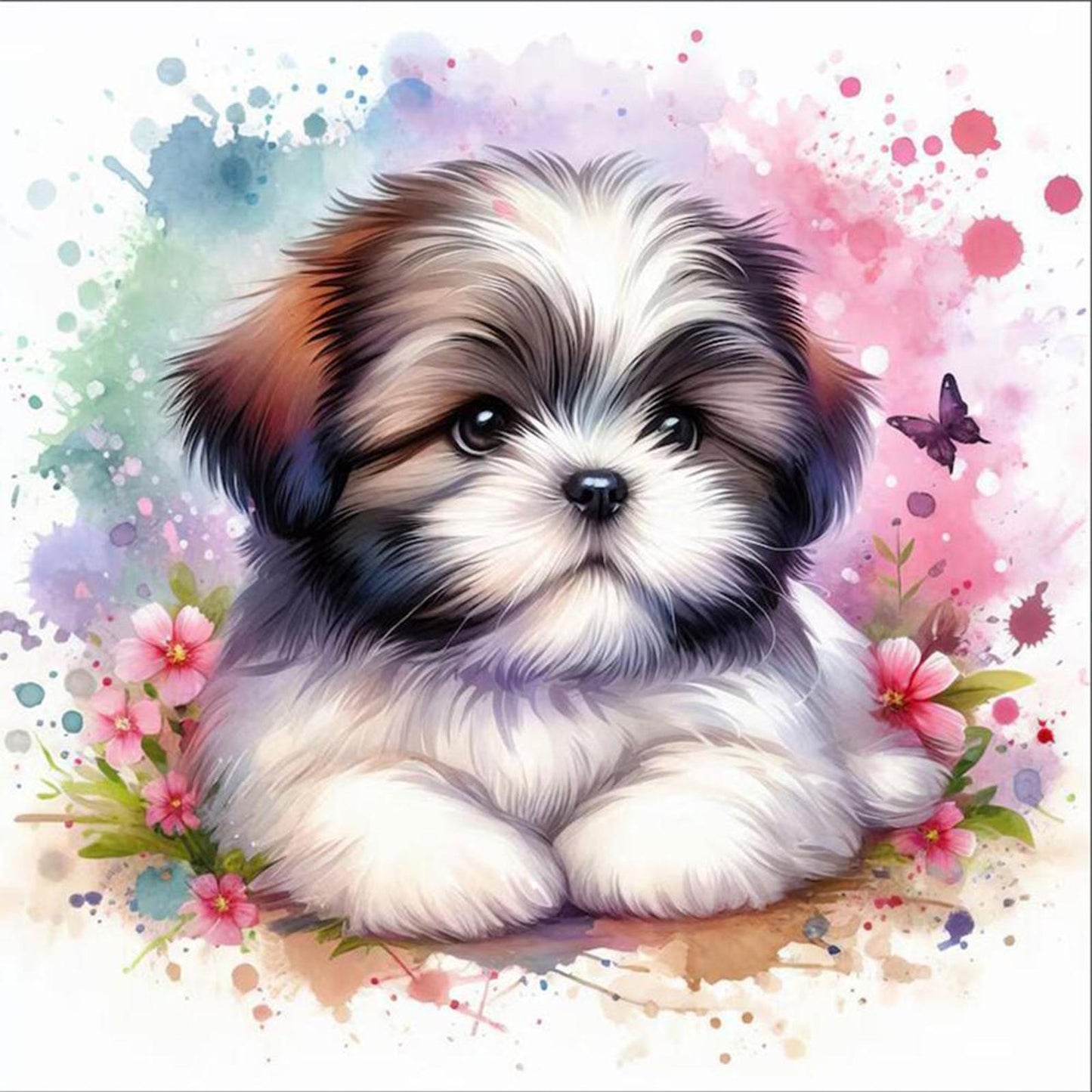 Cute Dog - Full 11CT Stamped Cross Stitch 40x40CM - Yishu